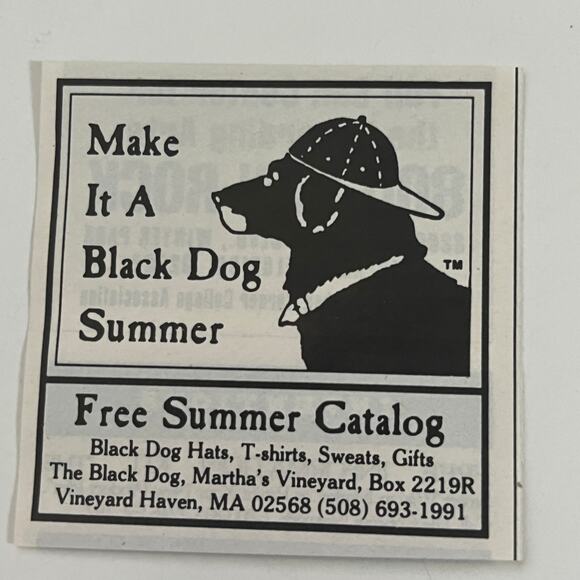 None and/or Unknown Other - The Black Dog Martha's Vineyard Summer Catalog Vineyard Haven 1992 Ad SAH7-3-SR